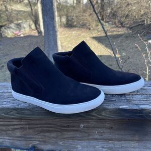 KENNETH COLE Women’s Black Leather Faux Mid Top Slip On Kalvin Sneakers Size 6.5